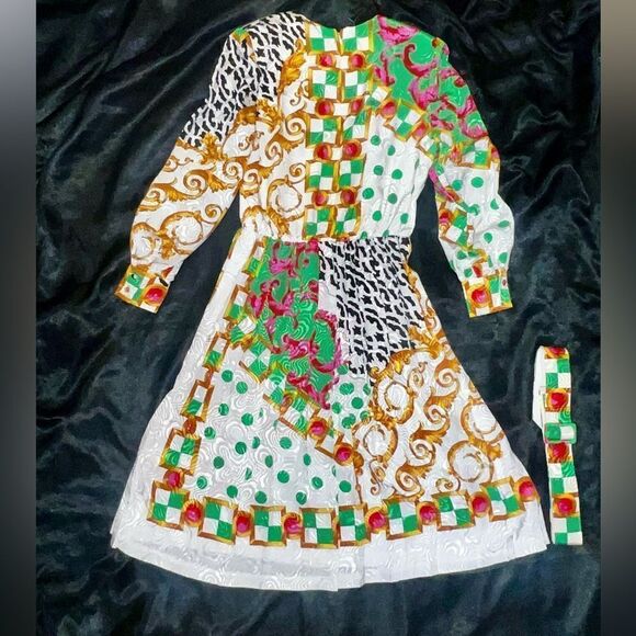 Stunning Don Elliot Vintage 80s Dress Baroque Design - Picture 15 of 16